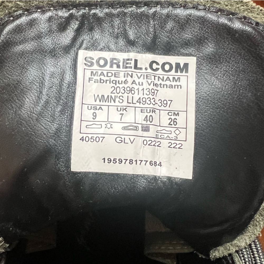 Sorel x Free People Women's Olive and Black Brex Lace Boots w. Orange/Pink Soles - Picture 5 of 6